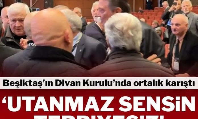 Beşiktaş Divan Kurulu’nda gerginlik! Terbiyesiz adam! Beşiktaş Kulübü Divan Kurulu Toplantısı’nda siyah beyazlıların eski başkanı Hasan Arat ve Divan Kurulu Başkanı Tevfik Yamantürk arasında gergin anlar yaşandı.  Beşiktaş’ın 2025 yılı 1. Olağan Divan Kurulu toplantısı  ICEC İstanbul Lütfi Kırdar Kongre ve Sergi Sarayı-Anadolu Oditoryumu’nda gerçekleştirildi. Beşiktaş’ın eski başkanı Hasan Arat da siyah beyazlı ekibin divan kurulu toplantısına geldi. Divan Kurulu toplantısına katılan Hasan Arat ile Beşiktaş Divan Kurulu Başkanı Tevfik Yamantürk arasında gerginlik yaşandı. Hasan Arat’ın Başkanı Tevfik Yamantürk’e “Utanmaz adam!” dediği duyulurken, Yamantürk ise “Utanmaz sensin terbiyesiz! Hadsiz!” diyerek yanıt verdi. Genel kurul üyelerinin araya girmesiyle ikili arasındaki gerginlik yatıştırıldı. YAMANTÜRK’TEN AÇIKLAMA Beşiktaş Divan Kurulu Başkanı Tevfik Yamantürk toplantı açılış konuşmasında konuyla ilgili açıklamalarda bulundu. Yamantürk,  “Tatsız bir başlangıç oldu. Beşiktaş’a yakışmayacağı için üzerine çok gitmiyorum. Bizim kültürümüzde, Beşiktaş’ın kültüründe düşene vurmamak var. Ama alıp da gidene, kaçıp da gideni sonuna kadar kovalamak da var. İster yanına Polonya cumhurbaşkanını alsın, ister Katar emirini alsın mezara kadar kovalayacağım. Gündemde bu yoktu. Ben medeni bir insan gibi geldim. Yıllardır tanıdığım, yaşıt olduğumuz, benden büyük insanlar var. Ön sıralara selam veririrken yüz yüze kaldık, iş buralara geldi” dedi.