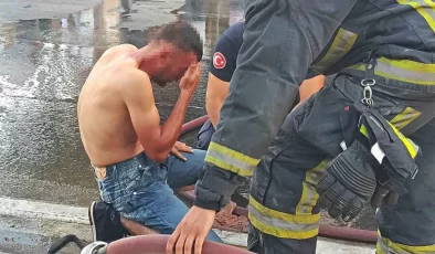 Üzerine döktüğü benzin gözlerinden ediyordu