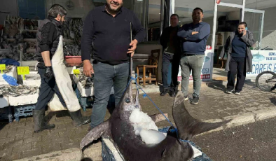 138 kiloluk kılıç balığı ilgi odağı oldu
