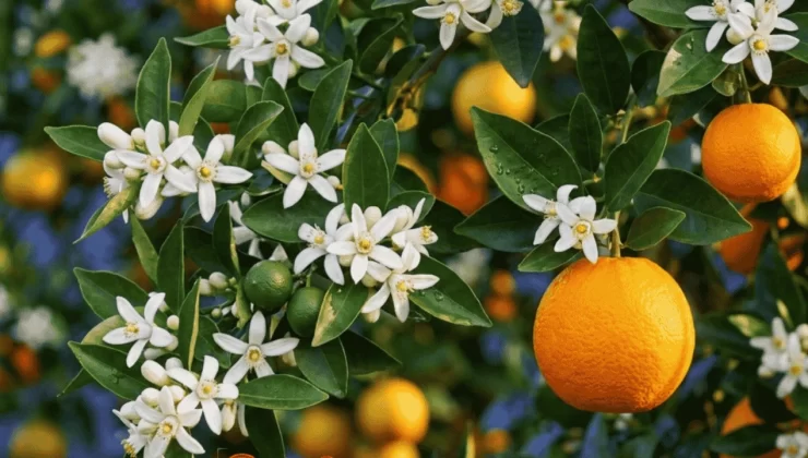 Mersin’de Portakal Ağacında Turuncu Meyve, Beyaz Çiçek Bir Arada!