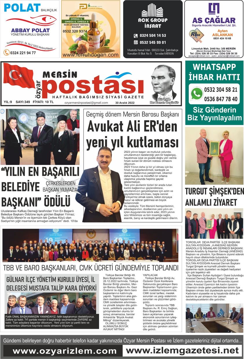 ÖZYAR MERSİN POSTASI GAZETESİ;