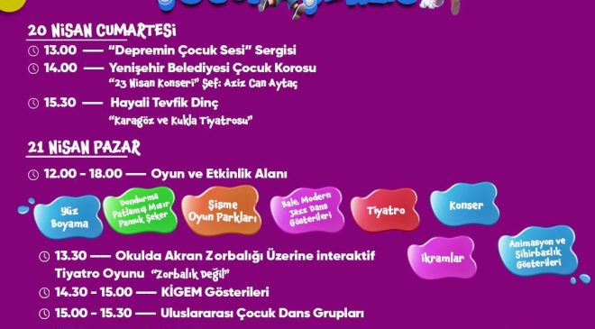 Yenişehir Belediyesinden çocuklar için renkli bayram programı