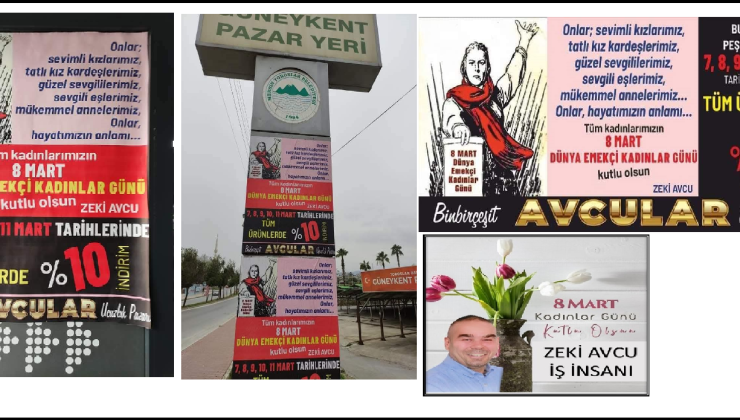 ZEKİ AVCU DAN MESAJ;Yaşanabilir bir dünya yaratmak adına, eşitlik, özgürlük, demokrasi ve barış için mücadele eden tüm kadınlarımızın, 8 Mart Dünya Emekçi Kadınlar Günü’nü saygıyla selamlıyorum