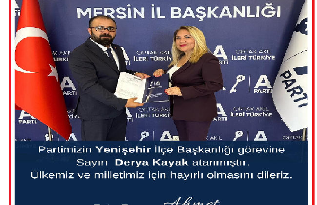 YENİŞEHİR’E GÜÇLÜ BİR ANAHTAR ”DERYA KAYAK ” İLÇE BAŞKANI   ATANDI…