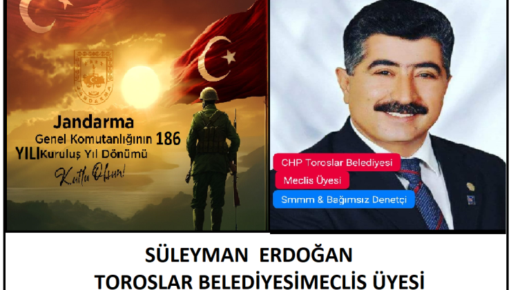 JANDARMA TEŞKİLATININ 186 KURULUŞ YIL DÖNÜMÜ KUTLAMA MESAJI