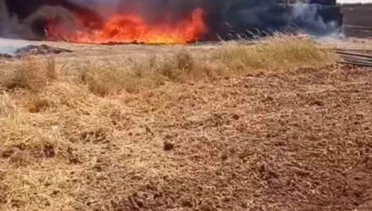 Mardin’de çıkan yangında 25 ton saman ve 300 sulama borusu yandı