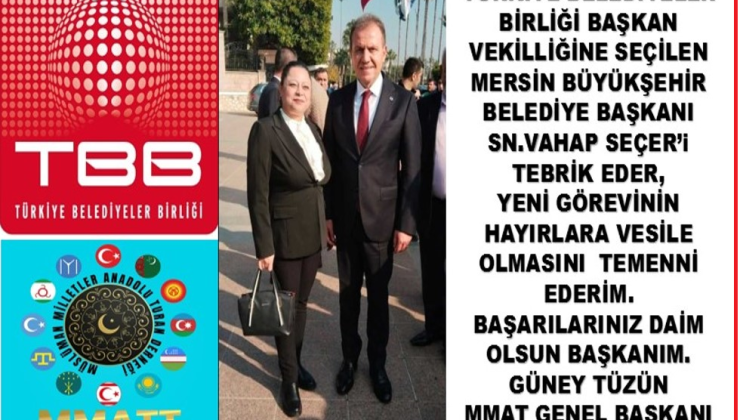 MMAT BAŞKANI GÜNEY TÜZÜN,DEN  TBB  BAŞKANI SEÇİLEN SEÇER,E TEBRİK MESAJI