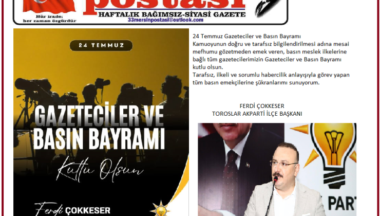 24 TEMMUZ BASIN BAYRAMI  KUTLAMA MESAJLARI;