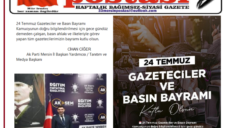 24 TEMMUZ BASIN BAYRAMI KUTLAMA MESAJI
