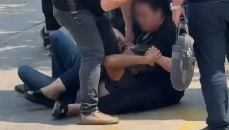 Eski eşinden kocasına meydan dayağı kamerada