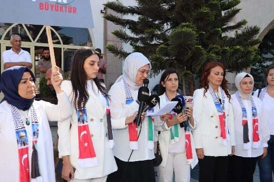 AKPARTİ İLKADIN KOLLARI  BAŞKANI FATMA ABACIDAN ‘’Filistinli çocukların da yüzü gülsün. Zulme sessiz kalmayacağız’’ AÇIKLAMASI; Duvarlara kanla yazılmış isimler…