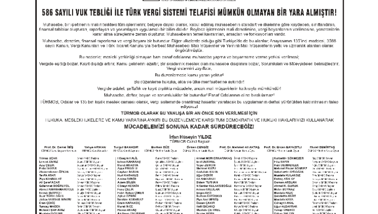 MALİ MÜŞAVİRLERDEN HÜKÜMETE SERT TEPKİ: “VERGİ SİSTEMİ TELAFİSİ İMKÂNSIZ BİR YARA ALMIŞTIR!”