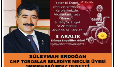 3 ARALIK DÜNYA ENGELLİLER GÜNÜ MESAJI