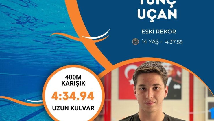 Havuzda tarih yazdı: Mersinli Tunç Uçan’dan 14 yaş Türkiye rekoru  