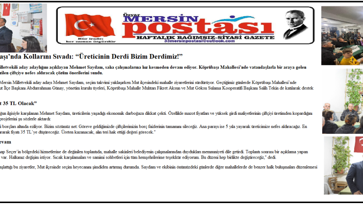 CHP’li Saydam Köprübaşı’nda Kollarını Sıvadı: “Üreticinin Derdi Bizim Derdimiz!”