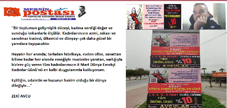 ZEKİ AVCU ,DAN 8 MART DÜNYA EMEKCİ KADINLAR GÜNÜ MESAJI
