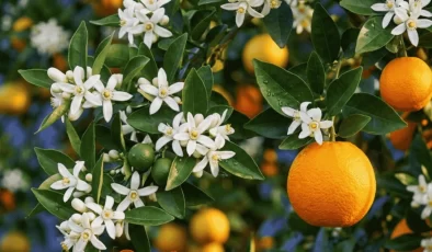 Mersin’de Portakal Ağacında Turuncu Meyve, Beyaz Çiçek Bir Arada!