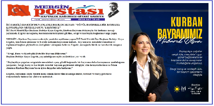 BEDRİYE KAYA ERGETİR  KURBAN BAYRAMI MESAJI