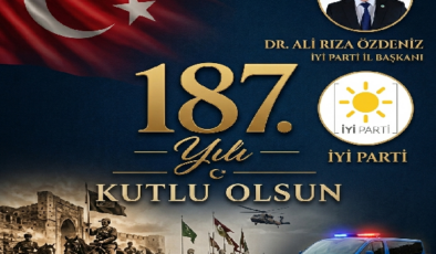 İYİ PARTİ MERSİN İL BAŞKANI ÖZDENİZ’DEN JANDARMA TEŞKİLATI’NIN 187. YILINA KUTLAMA MESAJI